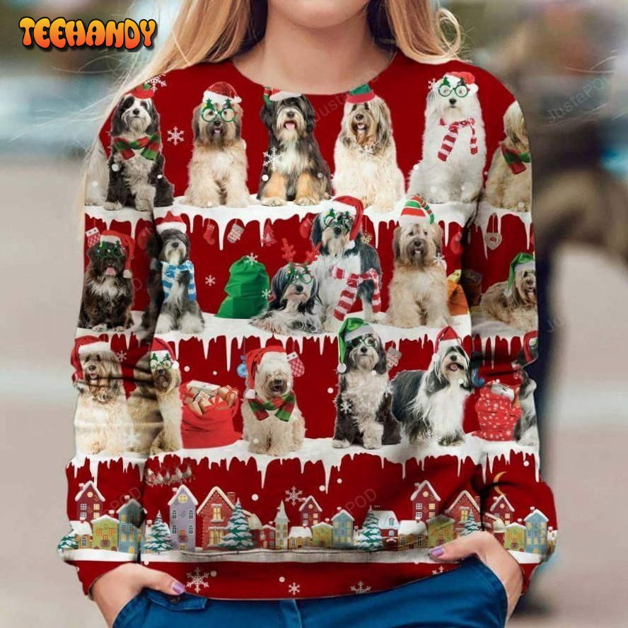 Tibetan Terrier Ugly Christmas Sweater, All Over Print Sweatshirt, Ugly Sweater