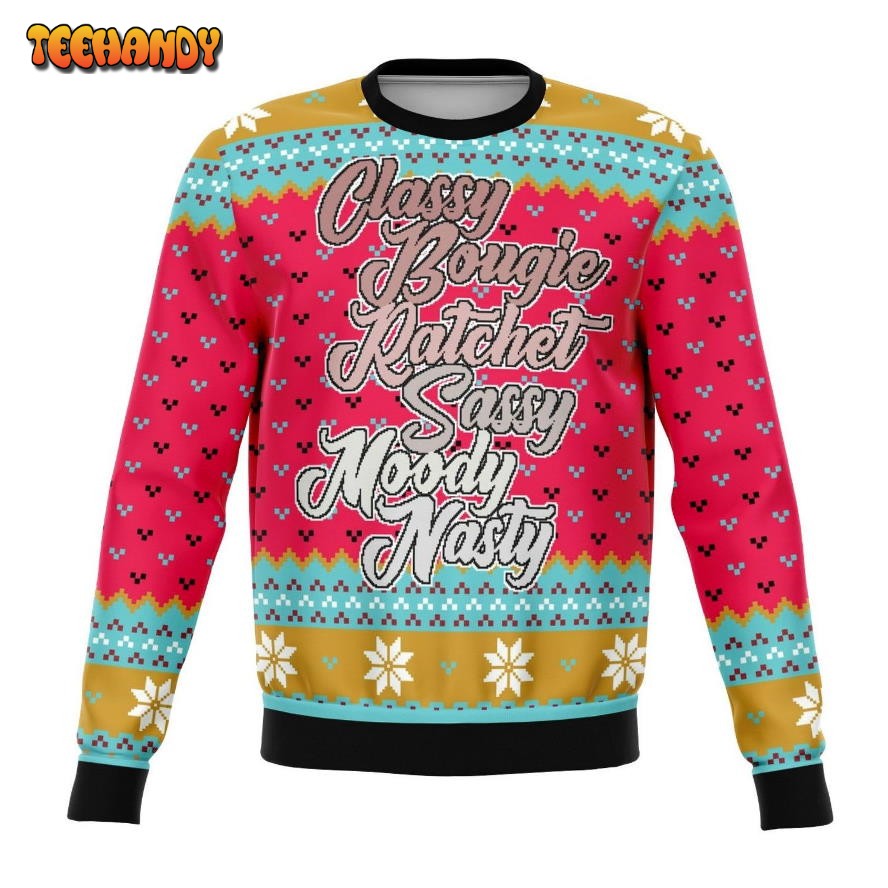 Tik Tok Classy Bougie Ratchet Ugly Christmas Sweater, Ugly Sweater