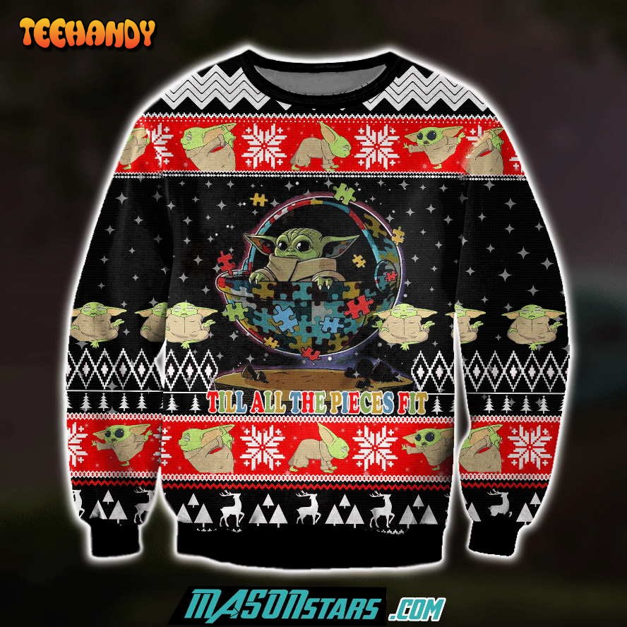 Till All The Pieces Fit 3D Print Ugly Christmas Sweater, Ugly Sweater