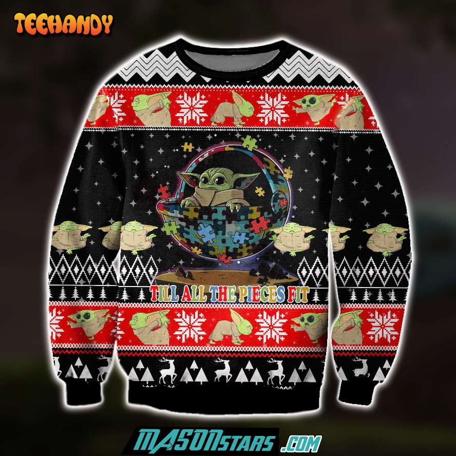 Till All The Pieces Fit Yoda For Unisex Ugly Christmas Sweater, Ugly Sweater