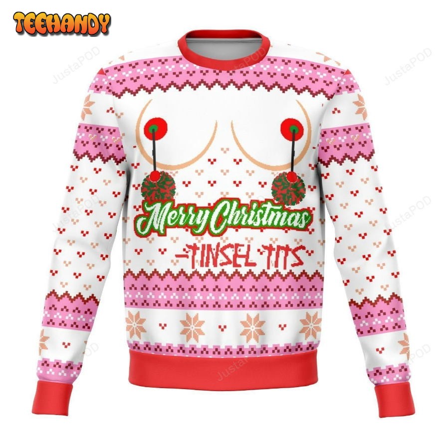 Tinsel Tits Funny Merry Christmas Ugly Christmas Sweater, Ugly Sweater