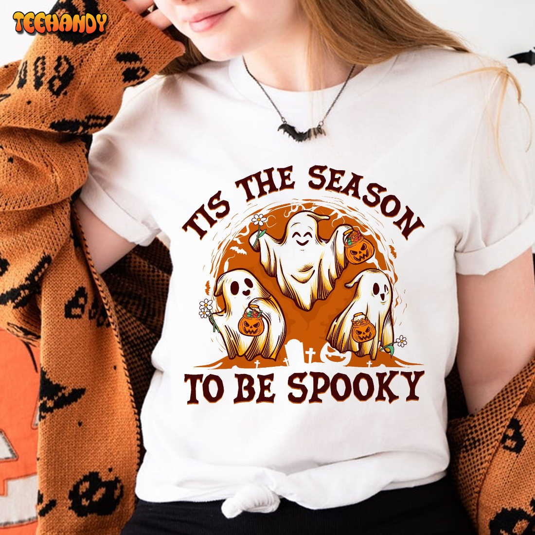 Tis The Season To Be Spooky Sweatshirt, Cute Pumpkin Ghost Shirt