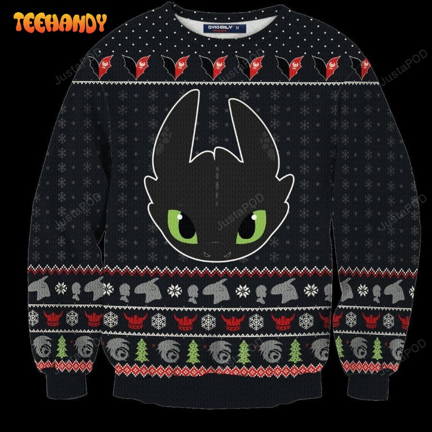 Toothless How to Train Your Dragon Ugly Christmas Sweater, Ugly Sweater