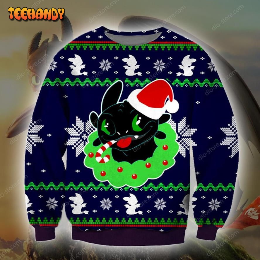 Toothless Ugly Christmas Sweater, All Over Print Sweatshirt, Ugly Sweater