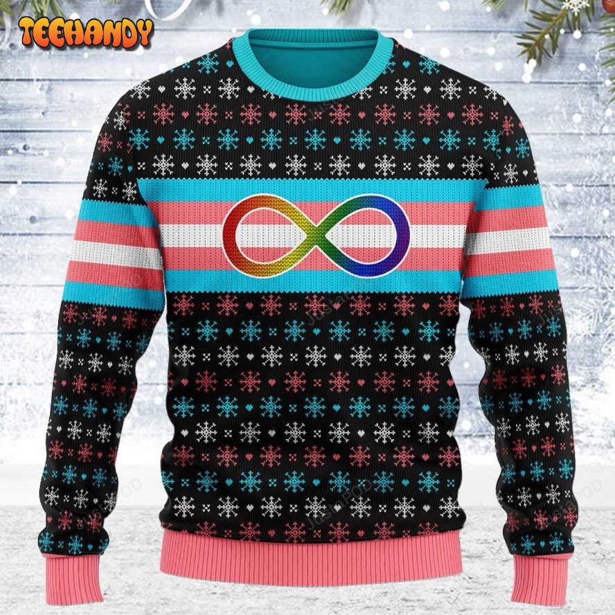 Transgender Autistic Flag Ugly Christmas Sweater, All Over Print Sweatshirt