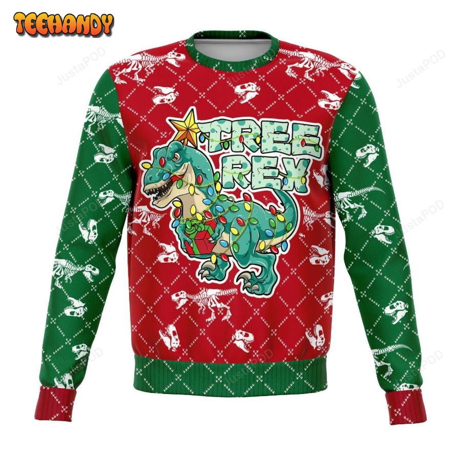 Tree Rex T-rex Dinosaur Ugly Christmas Sweater, All Over Print Sweatshirt