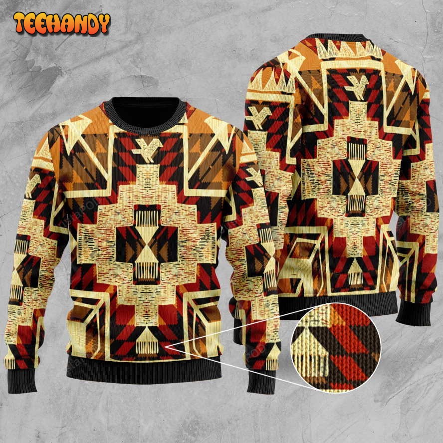 Tribal Yellow Arrow Ugly Christmas Sweater, All Over Print Sweatshirt, Ugly Sweater