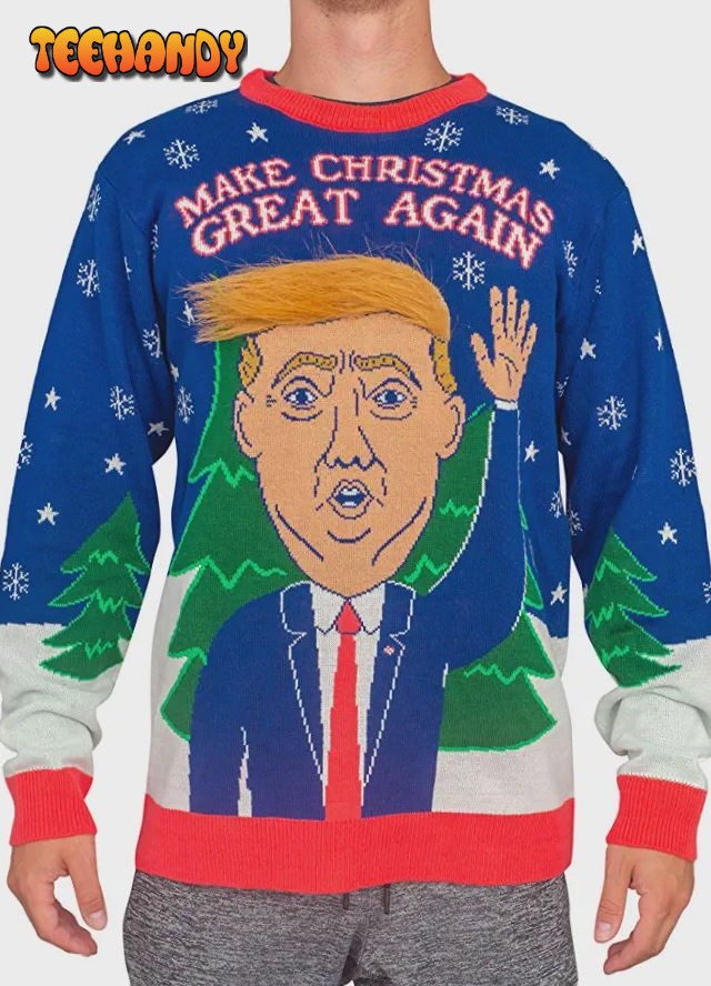 Trump Ugly Christmas Sweater, All Over Print Sweatshirt, Ugly Sweater