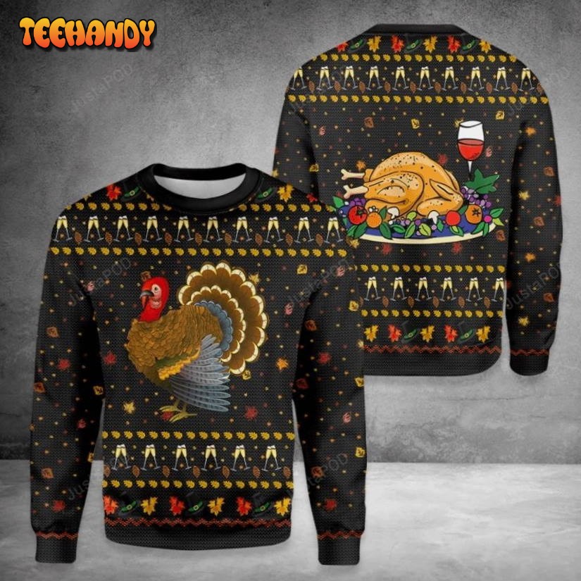 Turkey Happy Thanksgiving Ugly Christmas Sweater, All Over Print Sweatshirt