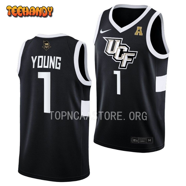 UCF Knights Jayhlon Young 2023 Black Away College Basketball Jersey