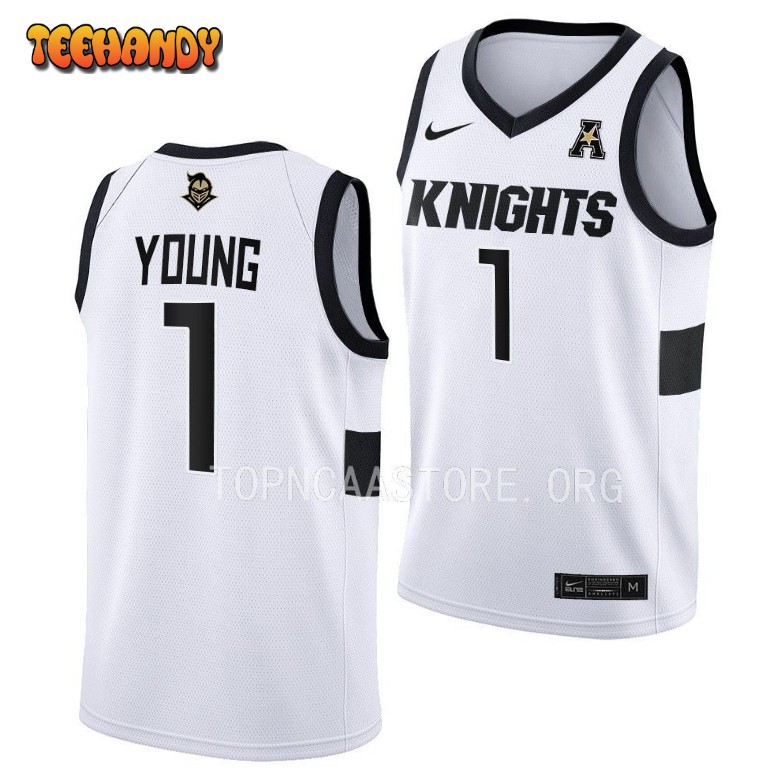 UCF Knights Jayhlon Young 2023 White Home College Basketball Jersey