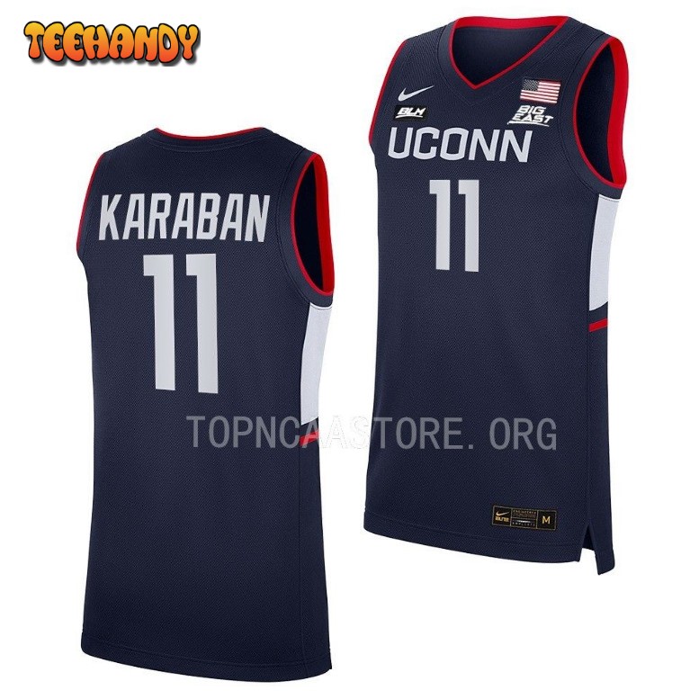 UConn Huskies Alex Karaban 2023 Navy Away College Basketball Jersey