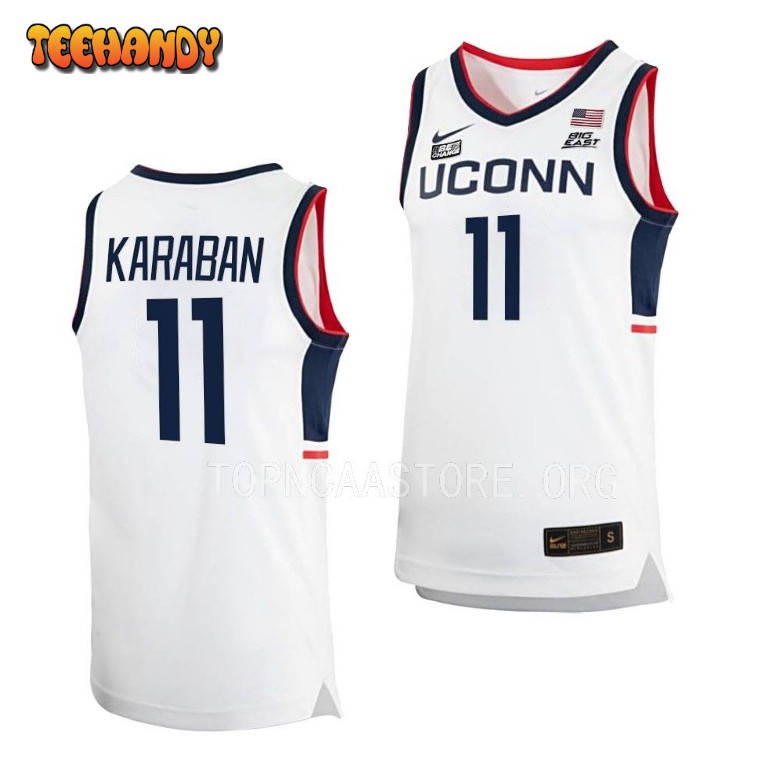 UConn Huskies Alex Karaban 2023 White Home College Basketball Jersey