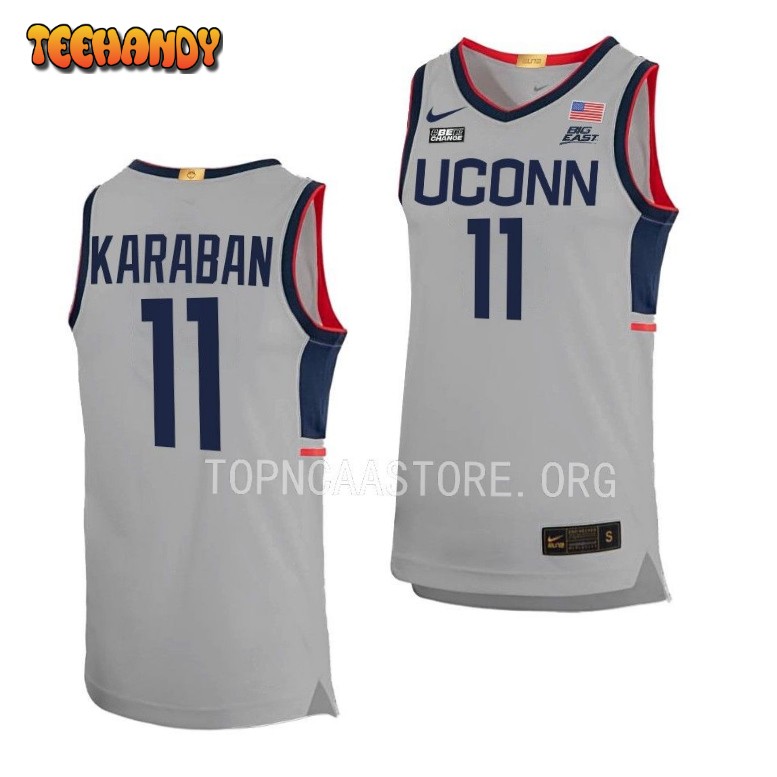 UConn Huskies Alex Karaban Gray Alternate College Basketball Jersey