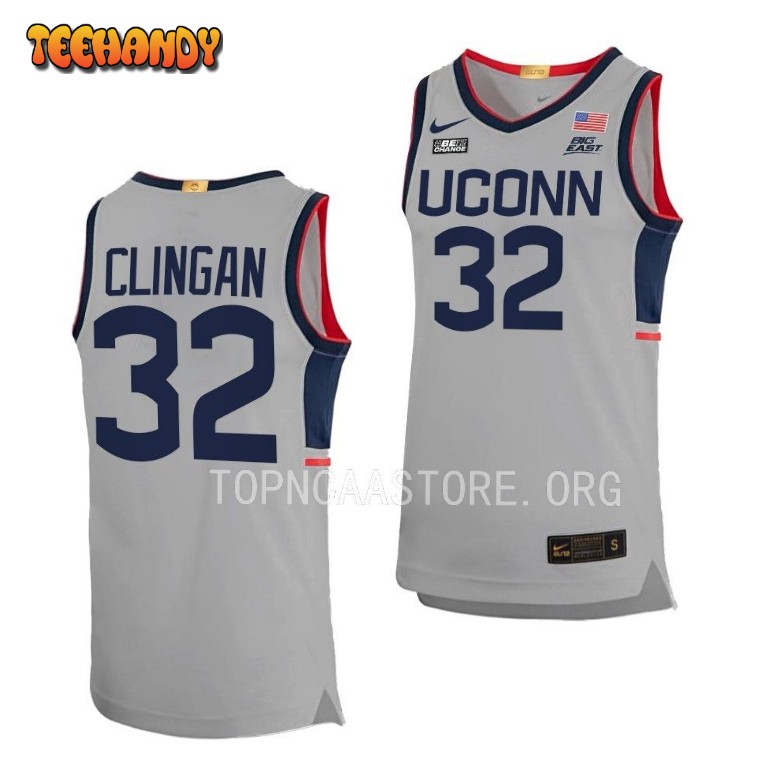 UConn Huskies Donovan Clingan Gray Alternate College Basketball Jersey