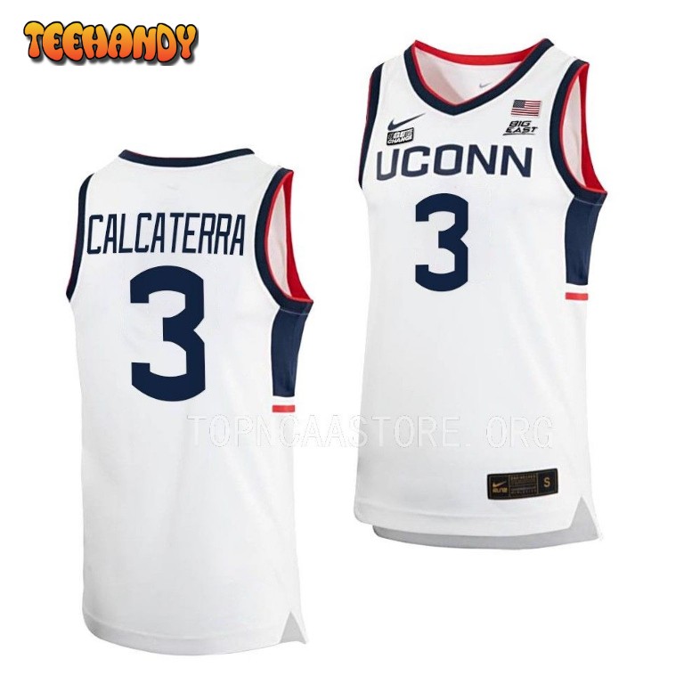 UConn Huskies Joey Calcaterra 2023 White Home College Basketball Jersey