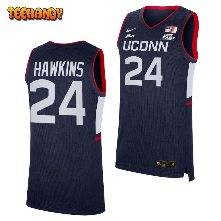 UConn Huskies Jordan Hawkins 2023 Navy Away College Basketball Jersey