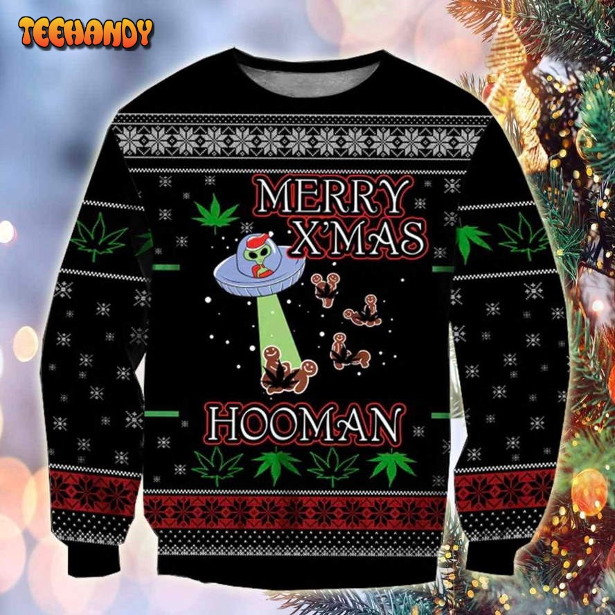 Ufo Merry X’Mas Hooman 3D All Over Print Ugly Christmas Sweater, Ugly Sweater