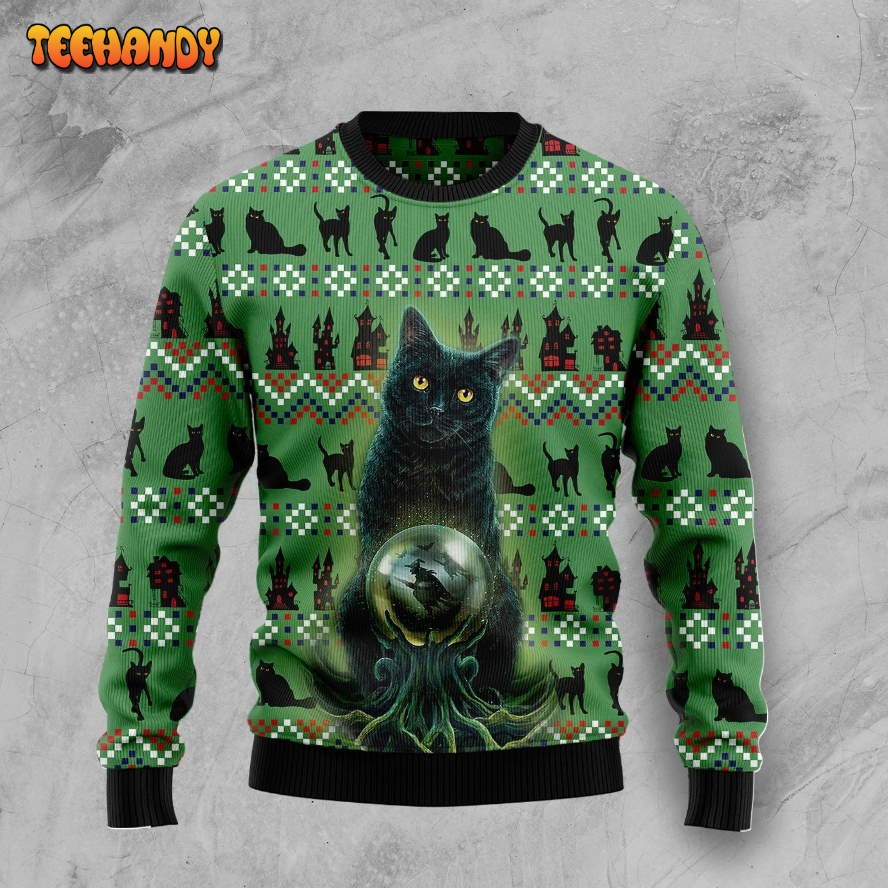 Ugly Black Cat Ugly Christmas Sweater, All Over Print Sweatshirt, Ugly Sweater