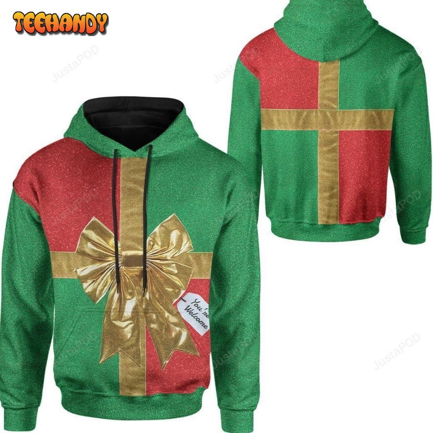 Ugly Christmas Green Gift Box 3D All Over Printed Hoodie, Zip- Up Hoodie