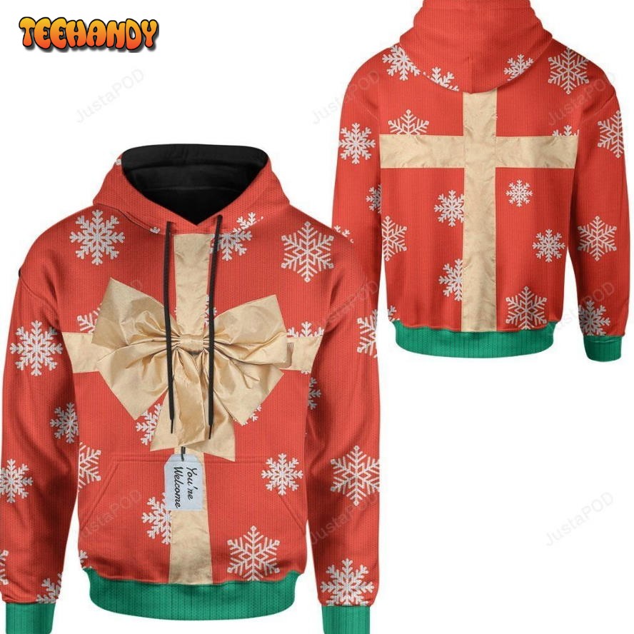 Ugly Christmas Red Gift Box 3D All Over Print Hoodie, Zip-up Hoodie, Ugly Sweater