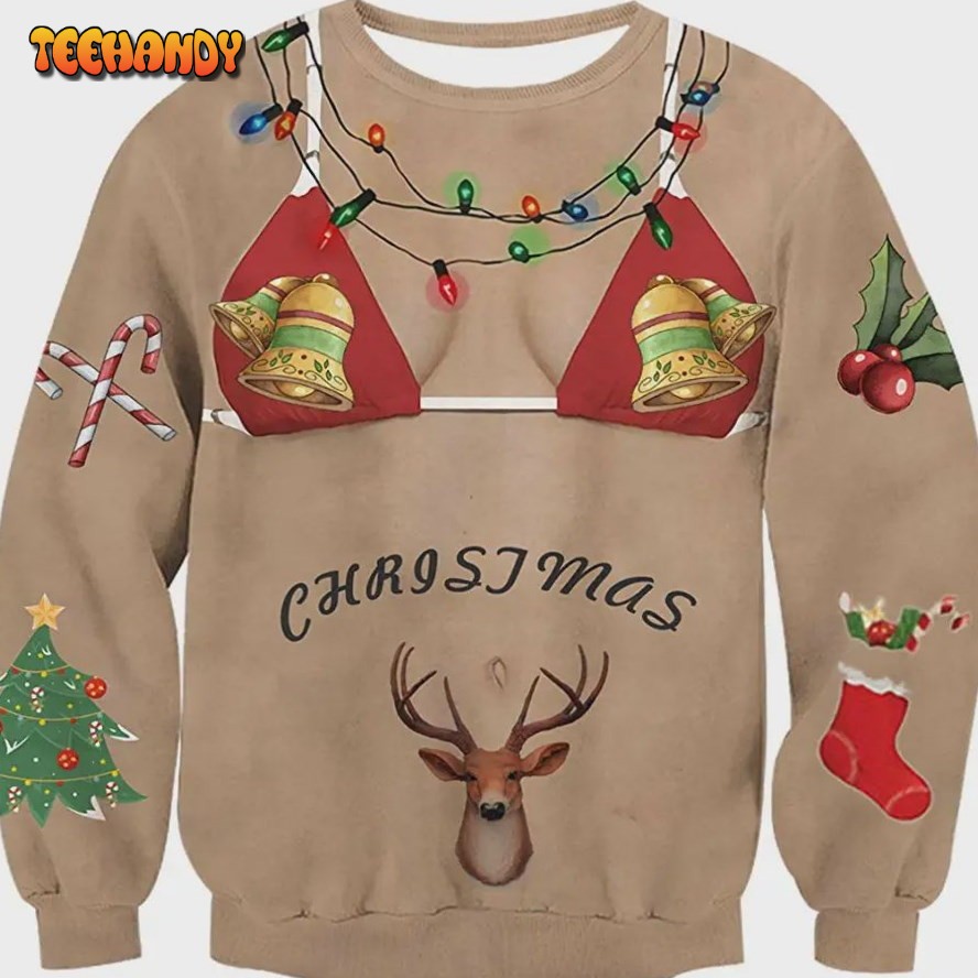 Uideazone Men Women Funny Ugly Christmas Sweater 3D, Ugly Sweater