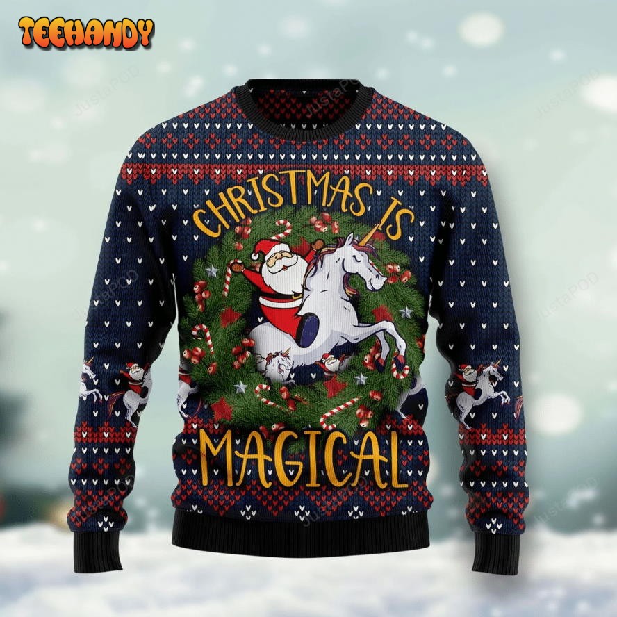 Unicorn Christmas Is Magical Ugly Christmas Sweater, All Over Print Sweatshirt