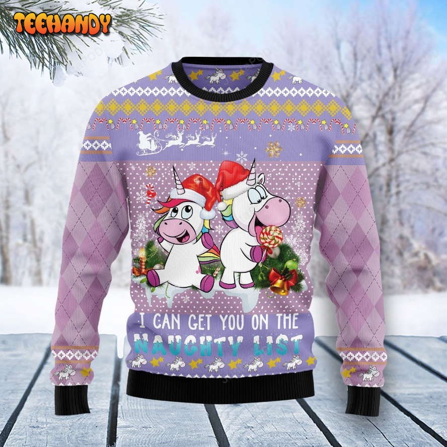 Unicorn I Can Get You On The Naughty List Ugly Christmas Sweater, Ugly Sweater