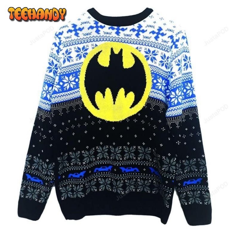 Unisex DC Comics Batman Logo Ugly Sweater, Ugly Sweater, Christmas Sweaters