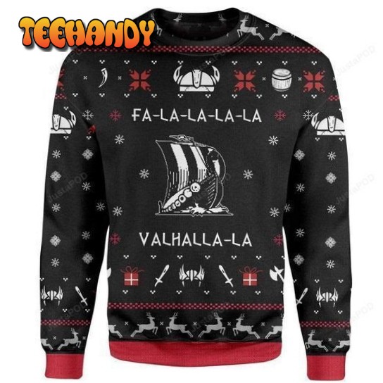 Valhalla Viking Ugly Christmas Sweater, All Over Print Sweatshirt, Ugly Sweater