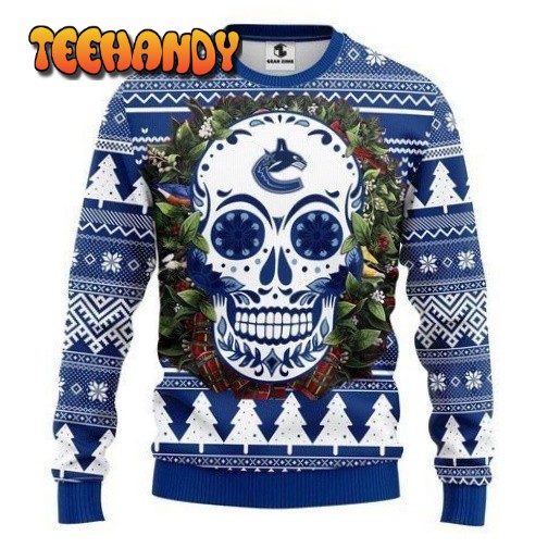 Vancouver Canucks Skull Flower Ugly Christmas Sweater, All Over Print Sweatshirt