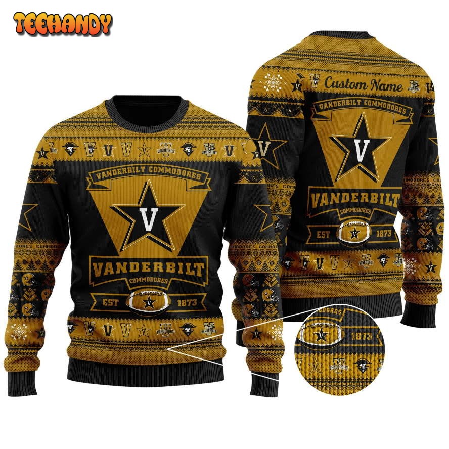 Vanderbilt Commodores Football Team Logo Personalized Ugly Sweater