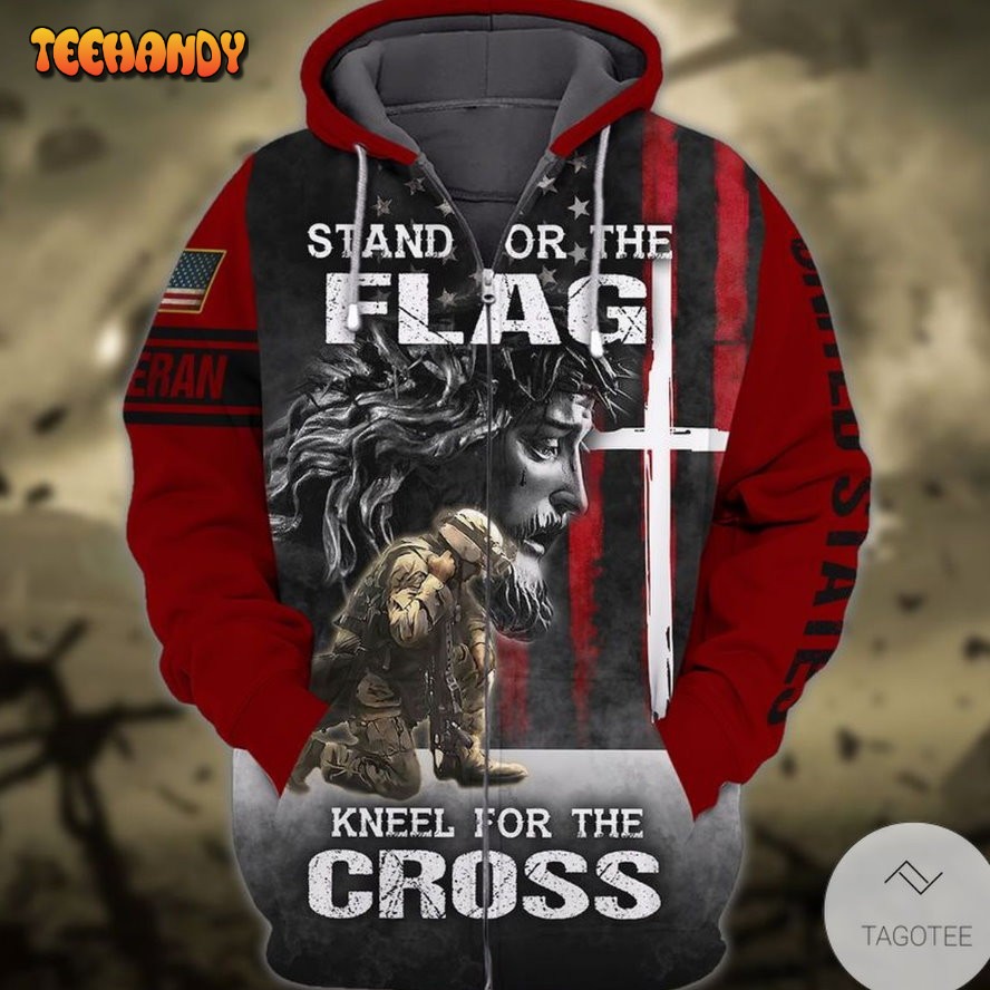 Veteran Stand For The Flag Kneel For The Cross Sweatshirt Ugly Sweater