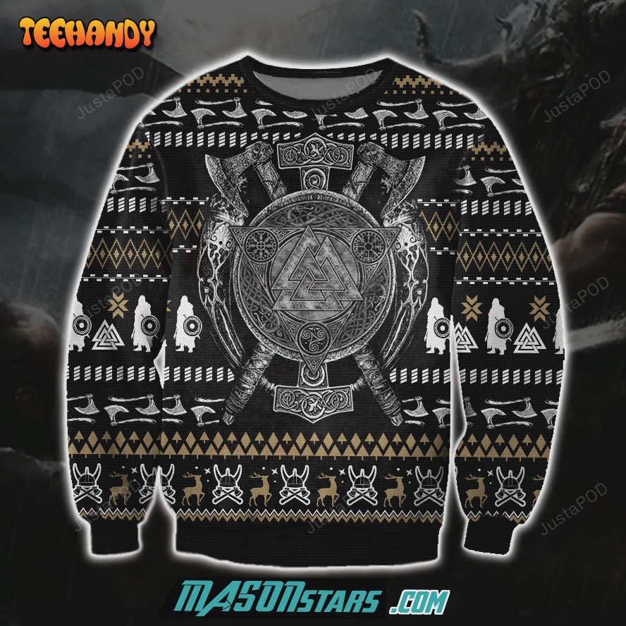 Viking 3D Print Knitting Pattern Ugly Christmas Sweater, Ugly Sweater