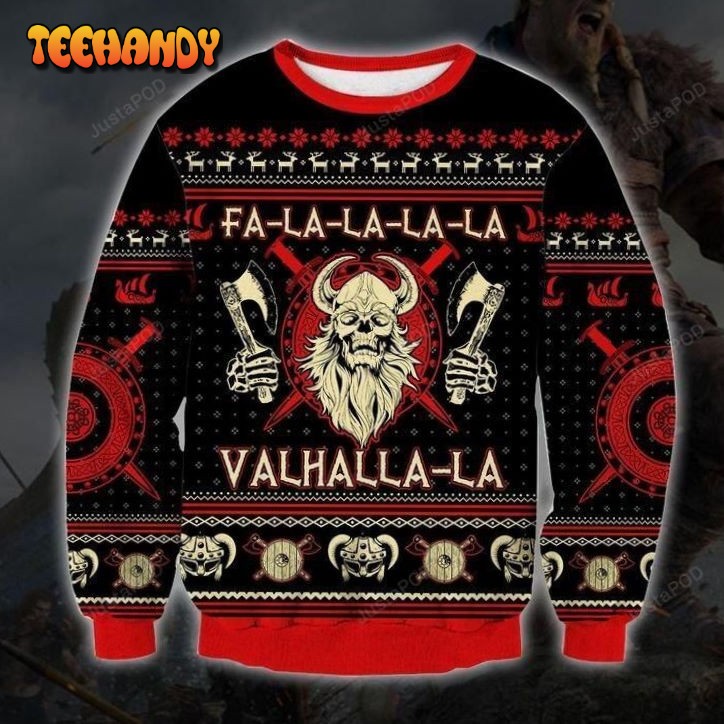 Viking Skull Ugly Christmas Sweater, All Over Print Sweatshirt, Ugly Sweater