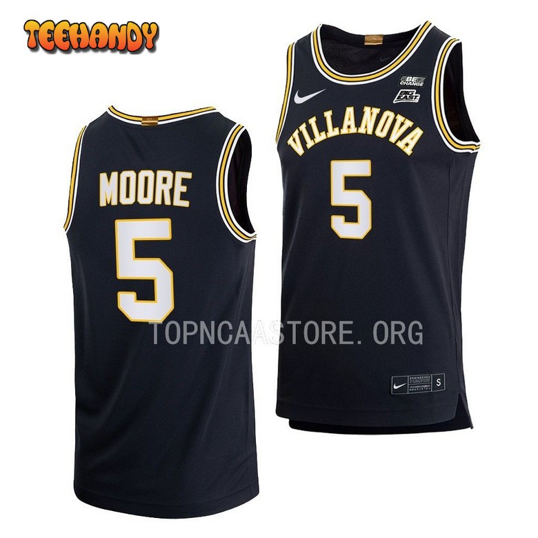 Villanova Wildcats Justin Moore 2023 Navy 70s Retro College Basketball Jersey