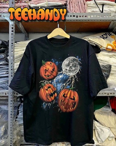 Vintage Halloween Thunder Horror Moon Streetwear Tees