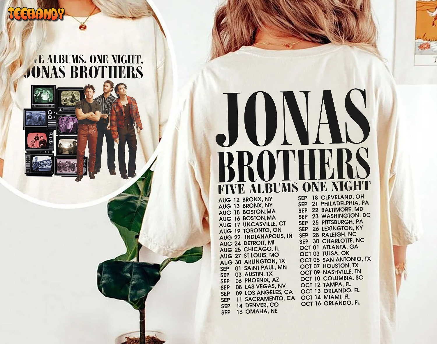 Vintage Jonas brother Shirt,  Retro Five Albums One Night Tour Hoodie