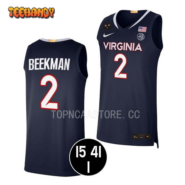 Virginia Cavaliers Reece Beekman Navy 2022 UVA Strong Jersey