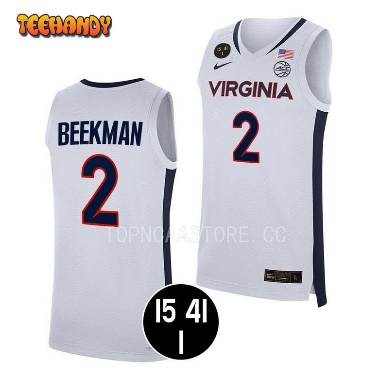 Virginia Cavaliers Reece Beekman White 2022 UVA Strong Jersey