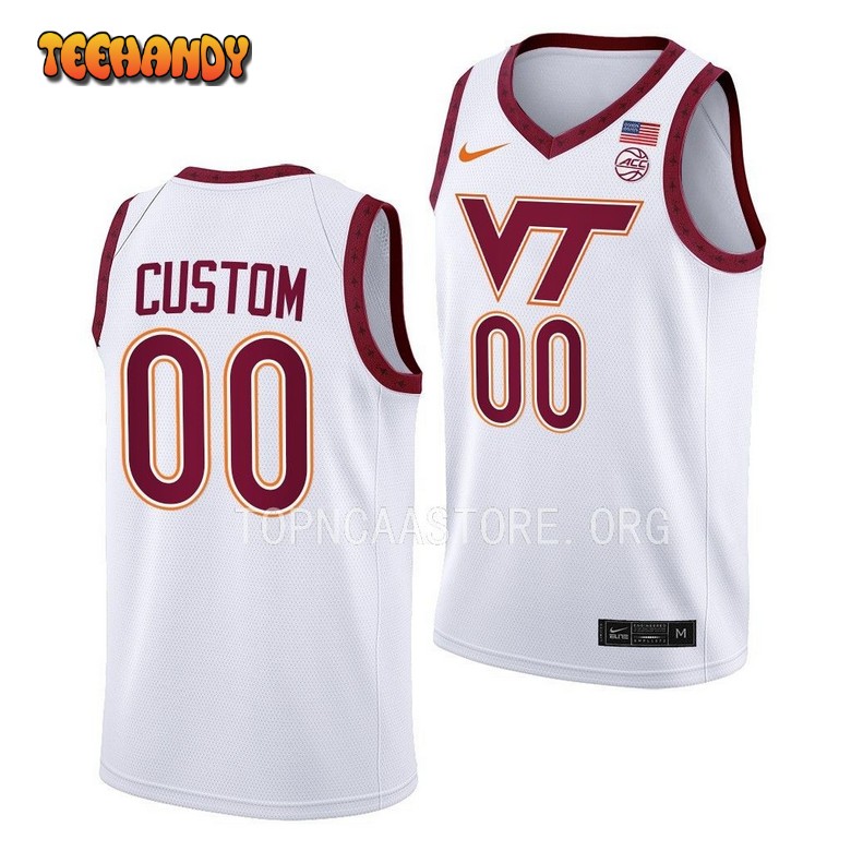Virginia Tech Hokies Custom 2023 White Home College Basketball Jersey