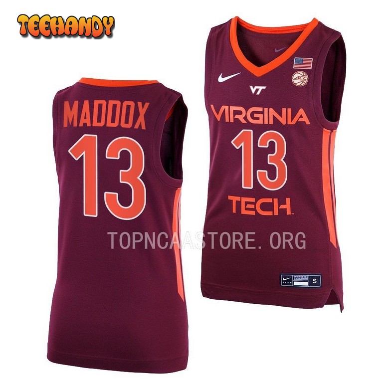 Virginia Tech Hokies Dairus Maddox 2023 Maroon Away College Basketball Jersey