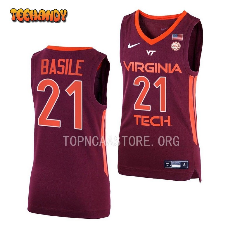 Virginia Tech Hokies Grant Basile 2023 Maroon Away College Basketball Jersey