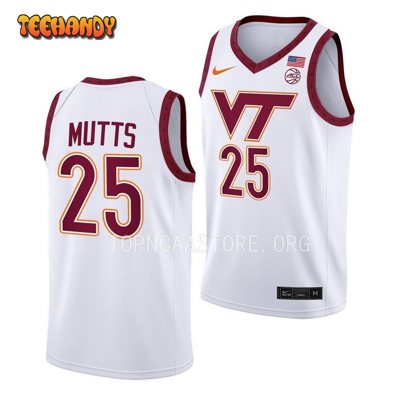 Virginia Tech Hokies Justyn Mutts 2023 White Home College Basketball Jersey