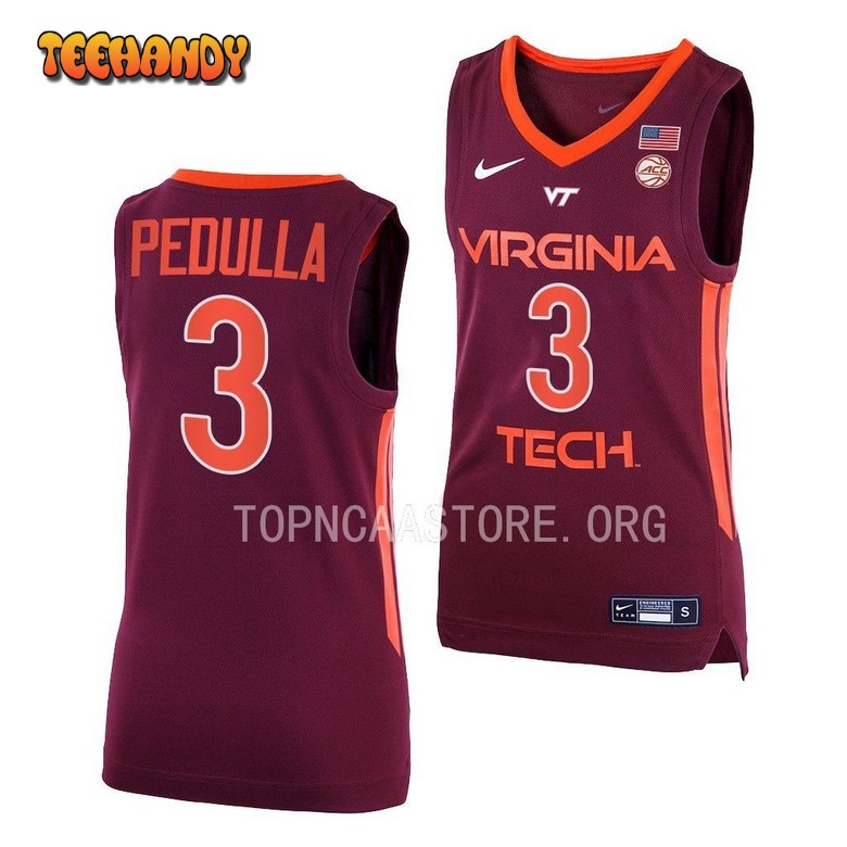 Virginia Tech Hokies Sean Pedulla 2023 Maroon Away College Basketball Jersey