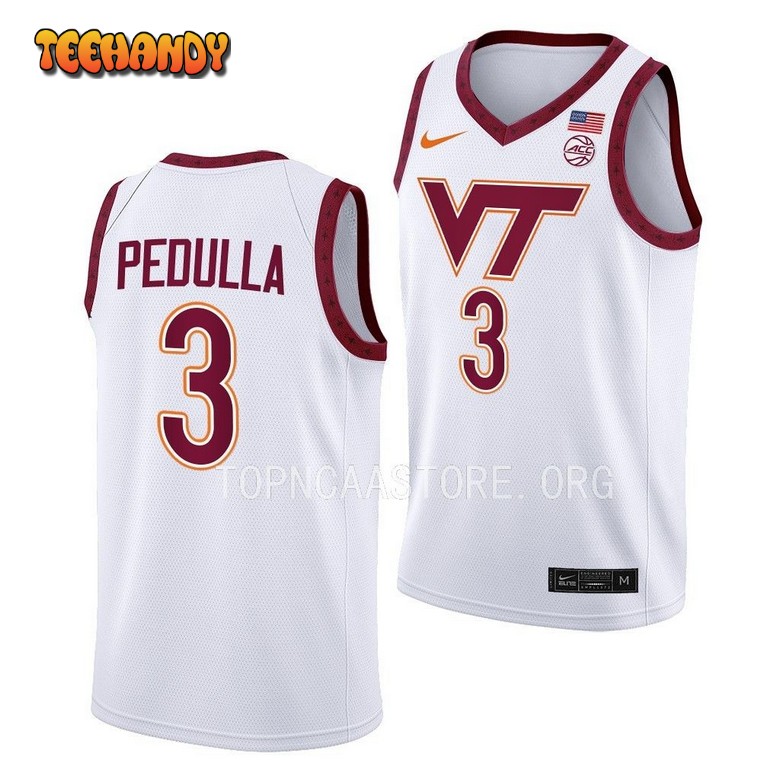 Virginia Tech Hokies Sean Pedulla 2023 White Home College Basketball Jersey