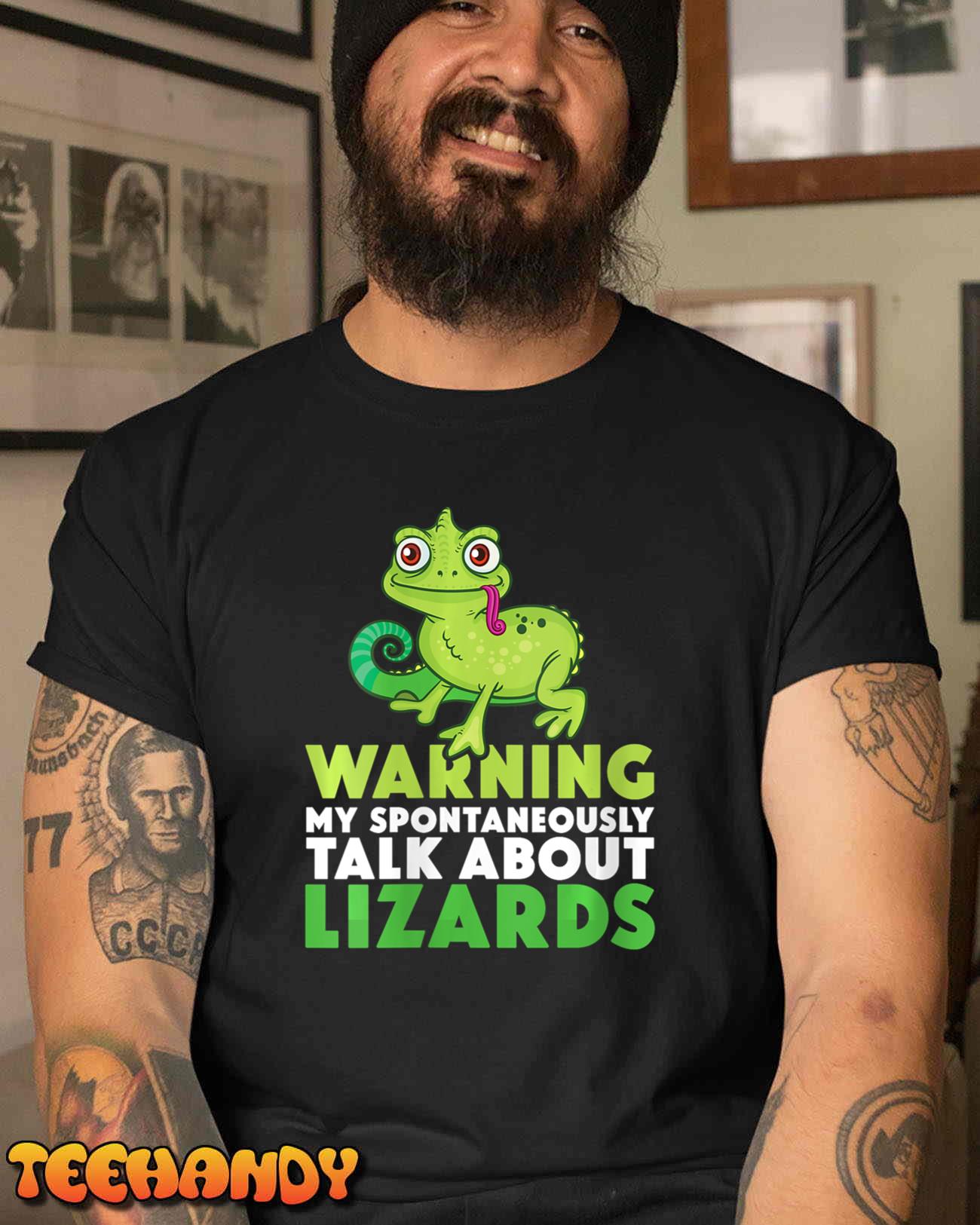 Warning May Spontaneously Talk About Lizards Lizard Reptiles T-Shirt