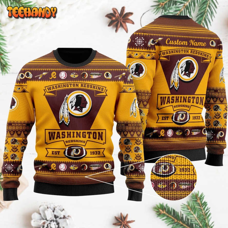 Washington Redskins Football Team Logo Personalized Ugly Christmas Sweater