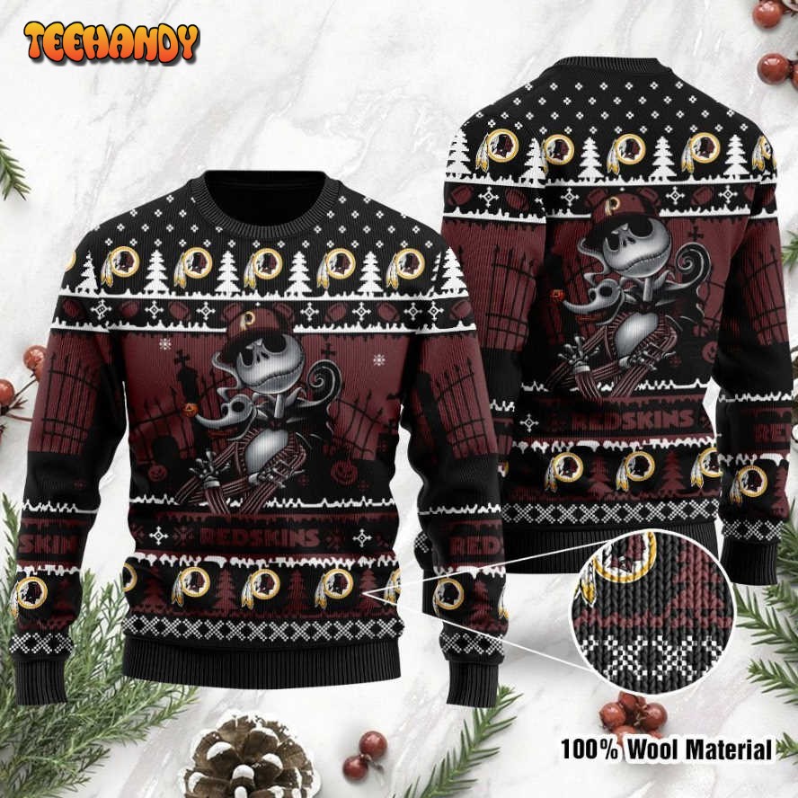 Washington Redskins Jack Skellington Halloween Ugly Christmas Sweater