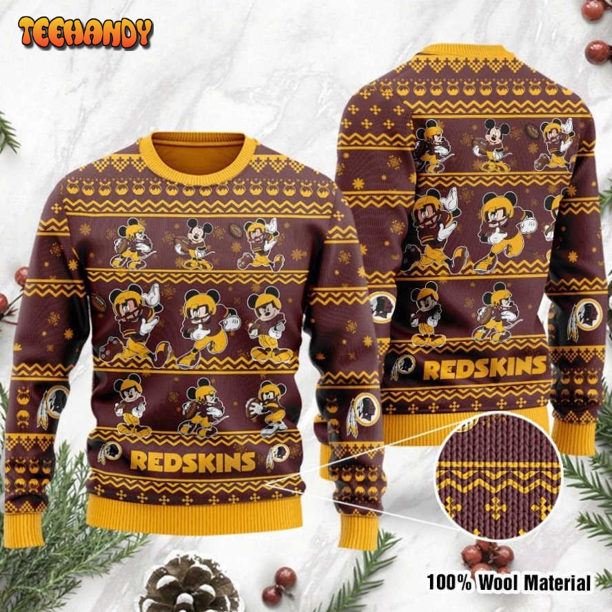 Washington Redskins Mickey Mouse Holiday Party Ugly Christmas Sweater